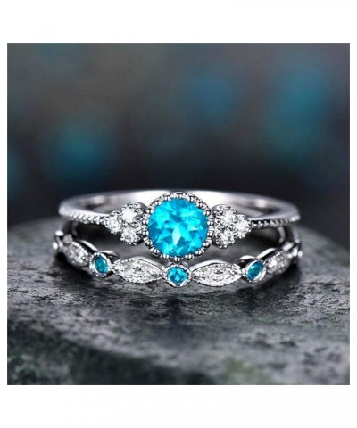 Fashion Women's Charm Rings Diamond Shiny Zircon Rings for Birthday Valentine's Day(Light blue Size 9) Light blue Size 8 $3.9...