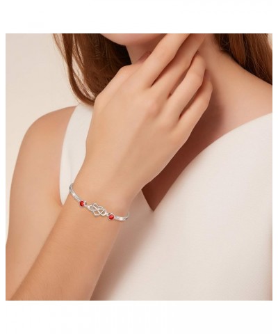 925 Sterling Silver Infinity Endless Love Heart Birthstone Bangle Bracelet - I Love You Forever Series Adjustable 6-8 in Brac...