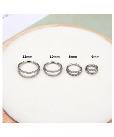 G23 Titanium Nose Hoop Rings, 16G Septum Clicker Nose Ring, Teardrop Heart Double Triple Nose Ring 6mm 8mm 10mm 12mm 8mm Doub...