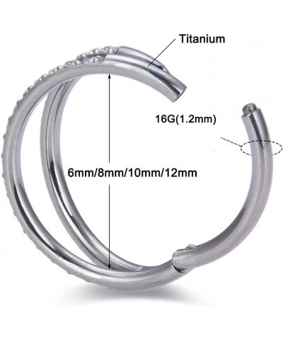 G23 Titanium Nose Hoop Rings, 16G Septum Clicker Nose Ring, Teardrop Heart Double Triple Nose Ring 6mm 8mm 10mm 12mm 8mm Doub...