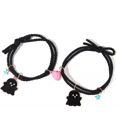 2Pcs Magnetic Love Heart Couple Matching Bracelet Set Adjustable Braide Rope Halloween Mummy Ghost Pumpkin Hat Wizard Bracele...