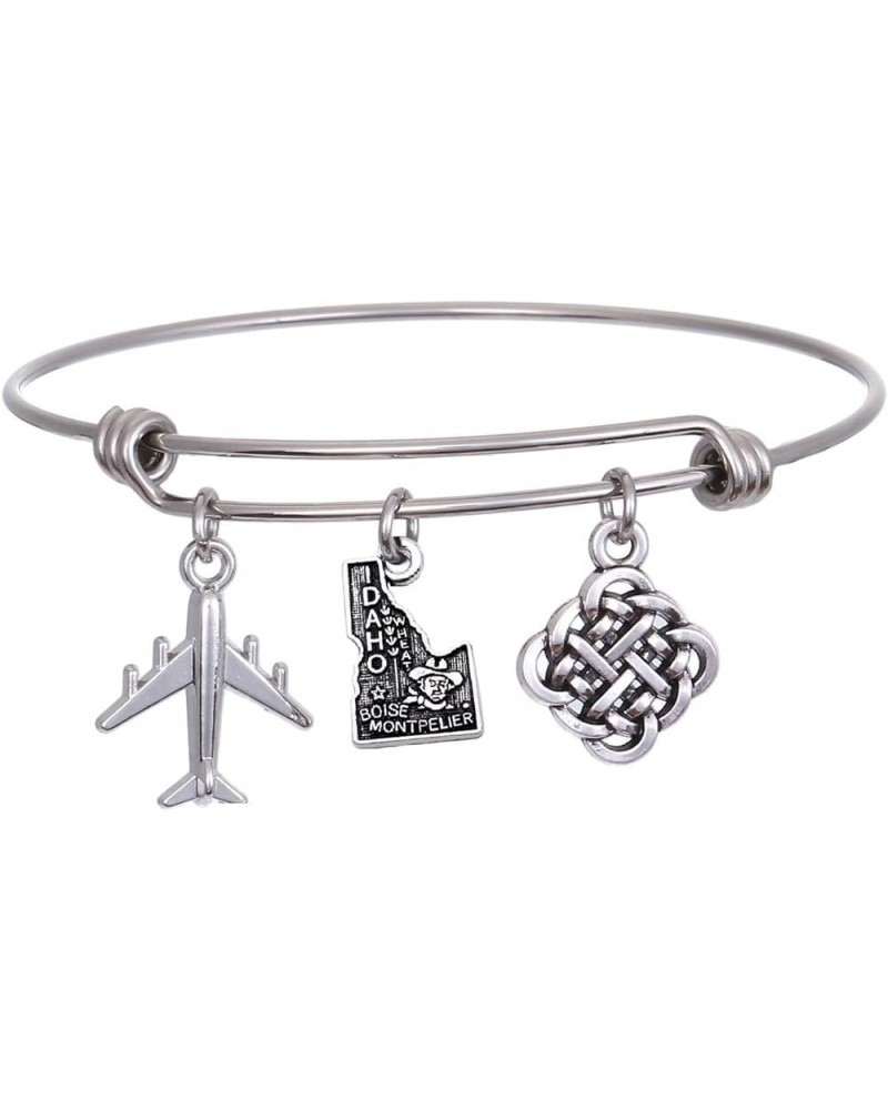 State Bangle U.S. Map Charm Expandable Travel Bracelet Long Distance Relationship Gift Best Friends Bracelet Idaho $8.66 Brac...