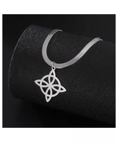 Witch's Knot Layered Necklace For Women Men Stainless Steel Fashion Chic Celtic Symbol Witch's Knot Pendant Double Layer Neck...