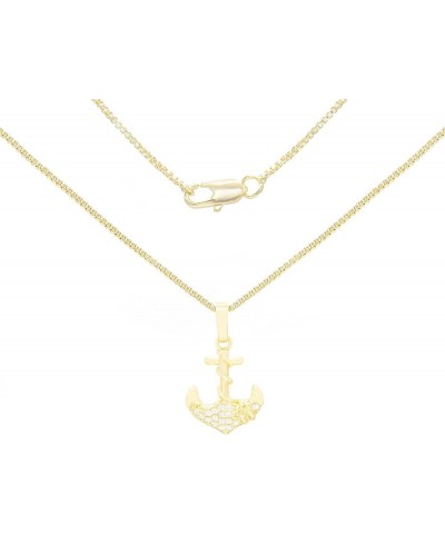 Cross Anchor Ankh Charm Pendant 14K Gold Filled Rope Box Curb Chain Necklace Set Lobster Clasp Fashion Cubic Zirconia Jewelry...