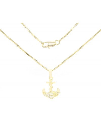 Cross Anchor Ankh Charm Pendant 14K Gold Filled Rope Box Curb Chain Necklace Set Lobster Clasp Fashion Cubic Zirconia Jewelry...