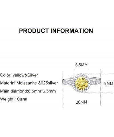 0.5-5Ct Moissanite Engagement Rings, Certificated Moissanite with Platinum Plated S925 Sterling Silver Rings, Created Diamond...