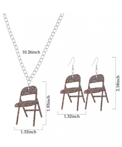 3Pcs Chair Necklace Earrings Jewelry Set for Women,Chair Chain Necklace Folding Chair Necklace Chair Earrings Jewelry Accesso...