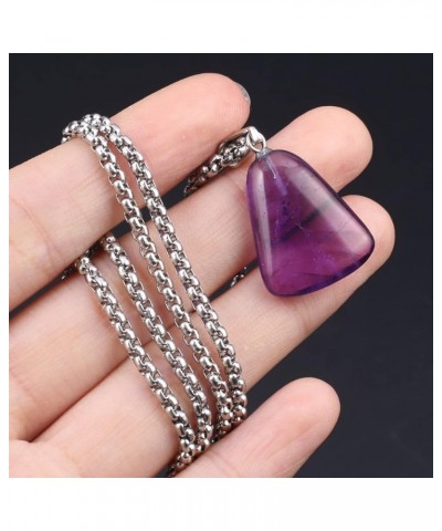 Natural Stone Pendant Necklace Quartz Amethyst Link Chains Ladder-Shaped Crystals Stone Charms Necklaces for Women,Epidote Ma...