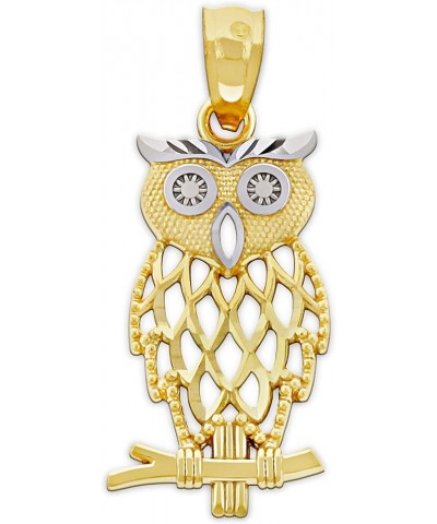 Gold Owl Pendant - 10 Karat Gold - Owl Charm - Animal Jewelry Style 1 $33.20 Necklaces