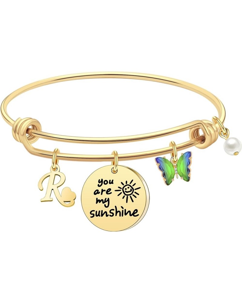 Inspiration A-Z Letters Initial Bracelets Valentines Bracelets Gifts for Her - You Are My Sunshine Butterfly Bracelet for Wom...