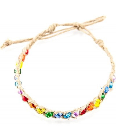 Hemp Anklet with Glass Beads Rainbow $7.48 Anklets