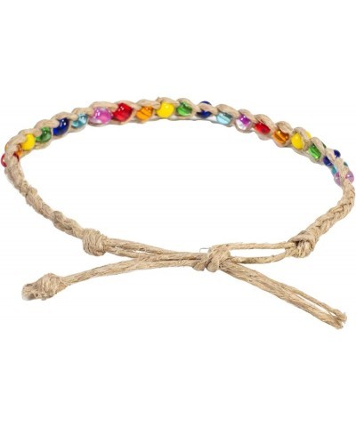 Hemp Anklet with Glass Beads Rainbow $7.48 Anklets