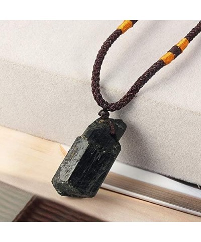 3pcs Natural Black Tourmaline Stone Necklace Crystal Original Stone Ore Specimen Fashion Amulet Tourmaline Pillar Pendant Jew...