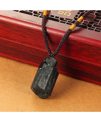 3pcs Natural Black Tourmaline Stone Necklace Crystal Original Stone Ore Specimen Fashion Amulet Tourmaline Pillar Pendant Jew...