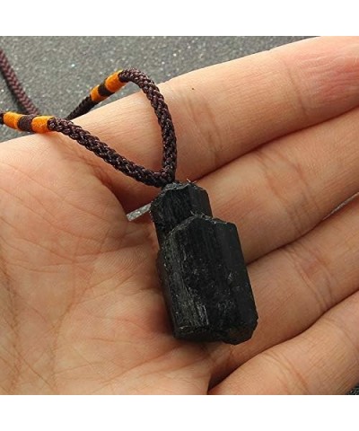 3pcs Natural Black Tourmaline Stone Necklace Crystal Original Stone Ore Specimen Fashion Amulet Tourmaline Pillar Pendant Jew...