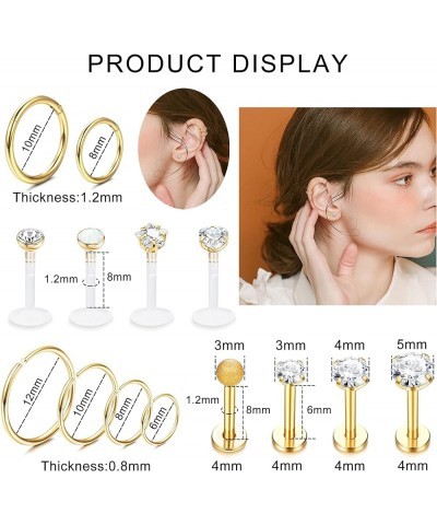 27Pcs 16G Cartilage Earrings Stud Hoop for Women Stainless Steel Forward Helix Piercing Tragus Earrings Conch Piercing Jewelr...