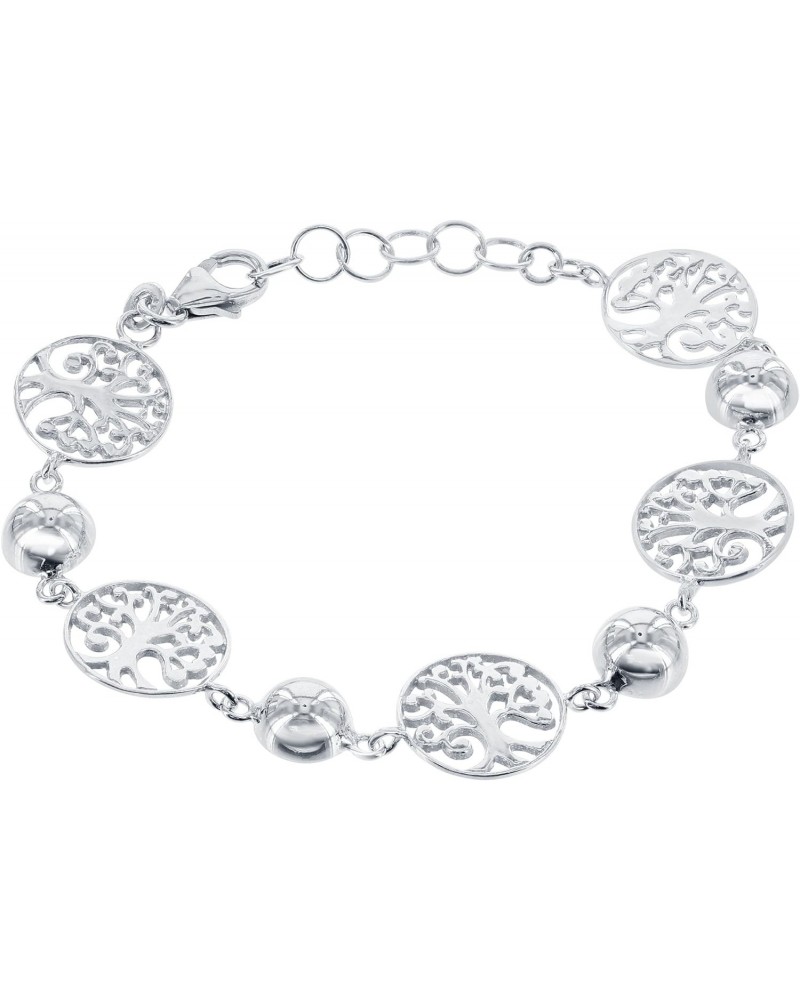 Sterling Silver 6.5" + 1" Extension Tree of Life Circle Link Bracelet $18.86 Bracelets