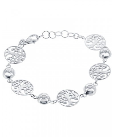 Sterling Silver 6.5" + 1" Extension Tree of Life Circle Link Bracelet $18.86 Bracelets