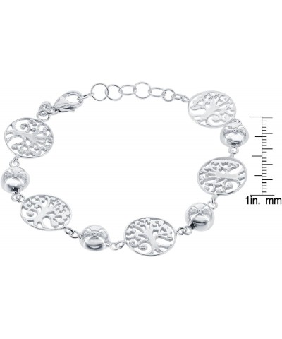 Sterling Silver 6.5" + 1" Extension Tree of Life Circle Link Bracelet $18.86 Bracelets