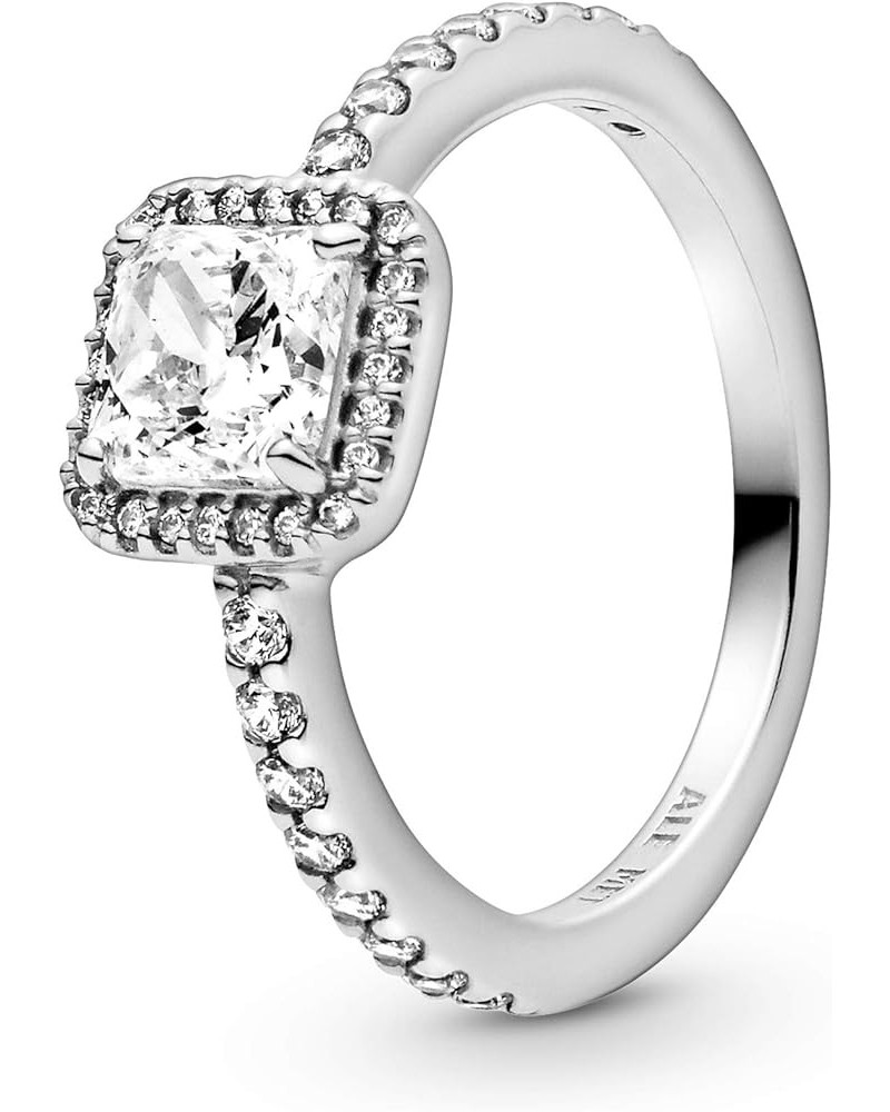 Square Sparkle Halo Ring, With Gift Box 6 With Gift Box Silver $38.92 Rings