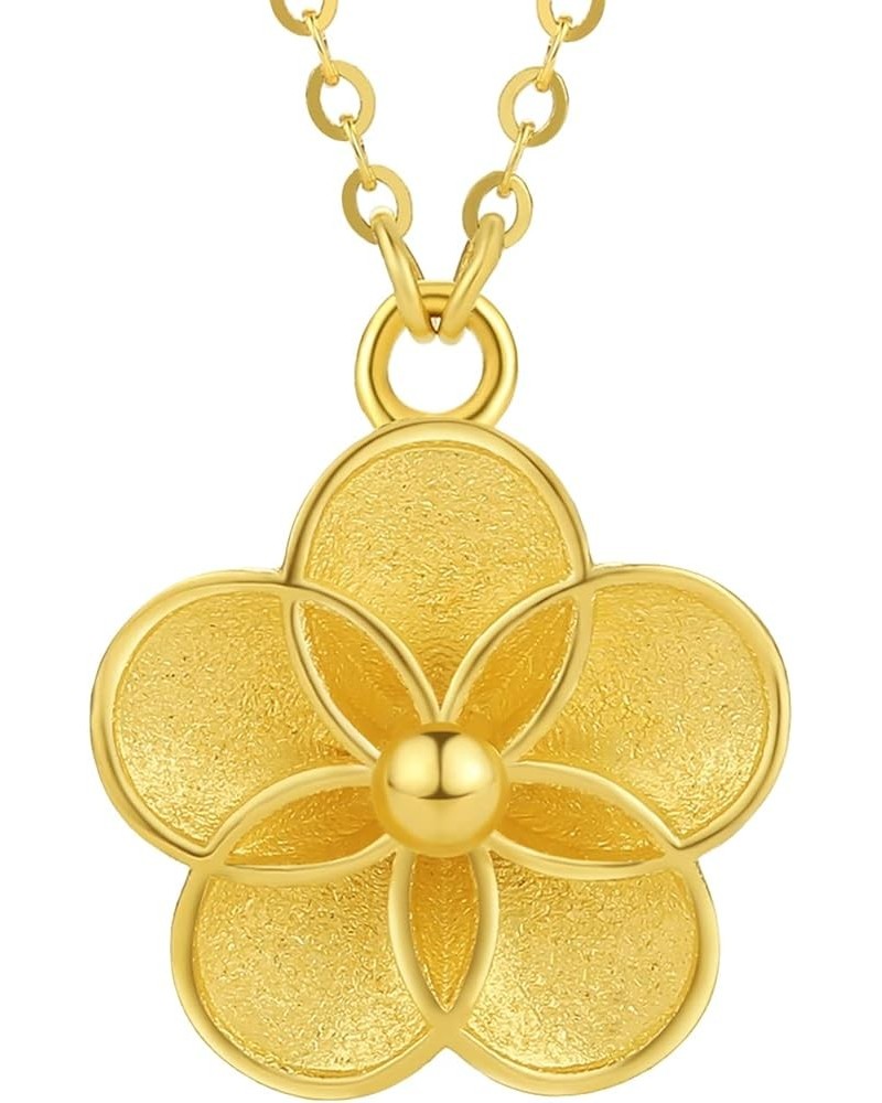 24K Solid Gold Pendant Necklace for Women, Real Pure Gold Jewelry Dainty Elegant Flower Pendant Chain for Men Teen Girls Peac...