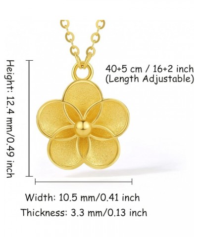 24K Solid Gold Pendant Necklace for Women, Real Pure Gold Jewelry Dainty Elegant Flower Pendant Chain for Men Teen Girls Peac...