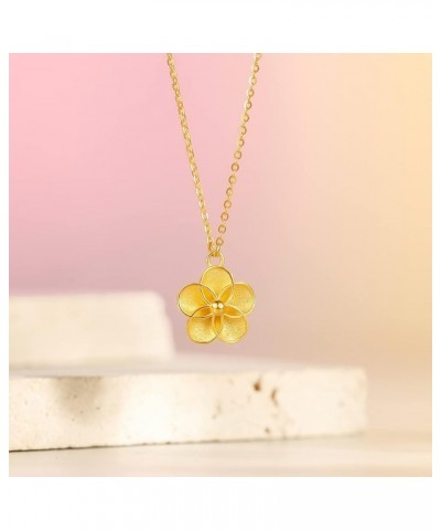 24K Solid Gold Pendant Necklace for Women, Real Pure Gold Jewelry Dainty Elegant Flower Pendant Chain for Men Teen Girls Peac...