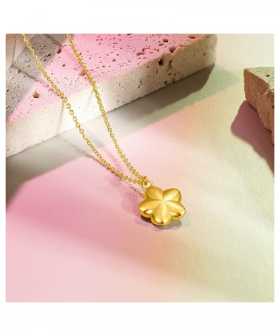 24K Solid Gold Pendant Necklace for Women, Real Pure Gold Jewelry Dainty Elegant Flower Pendant Chain for Men Teen Girls Peac...