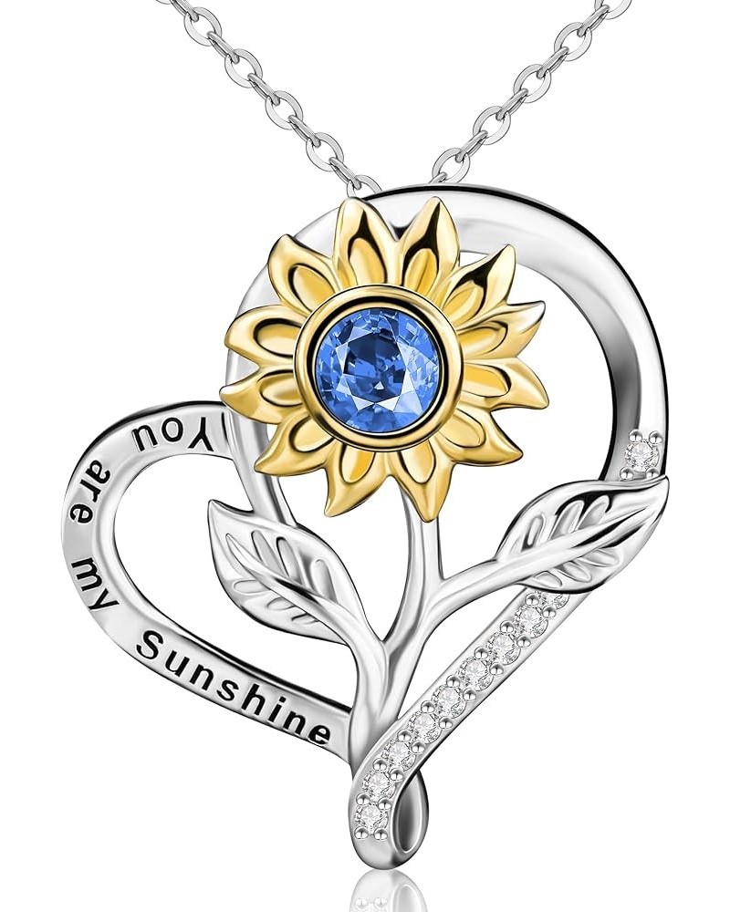 ABSOLUTE 925 Sterling Silver Rose Heart Birthstone Neckalce for Women Tree Birthday Necklace Gift White Gold Plated Sunflower...