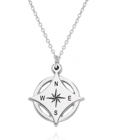 Personalized Kaia Initial Compass Necklace with Link Chain - Sterling Silver, Gold Plated - Custom Jewelry for Her, Women, Mo...