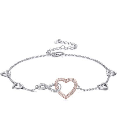 Anklet for women sterling silver Cubic Zirconia Multilayer Anklets Oval Disk Layered Endless Love Infinity Heart/Star Sea Bea...