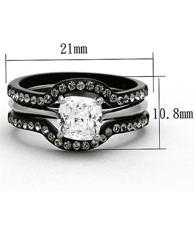 His Hers Couples Ring Set Womens Black Stainless Steel Promise Ring Mens 7 CZ Wedding Band Size Women's 08 Men's 10 $21.19 Sets