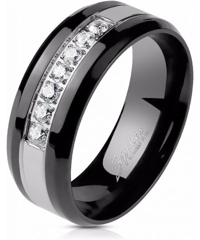 His Hers Couples Ring Set Womens Black Stainless Steel Promise Ring Mens 7 CZ Wedding Band Size Women's 08 Men's 10 $21.19 Sets