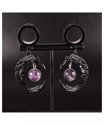 2PCS Hypoallergenic Stainless Steel Elegant Moon Dangle Gauges Ear Plugs Hangers for Stretched Ears Tunnels Pair Selling 2g 0...