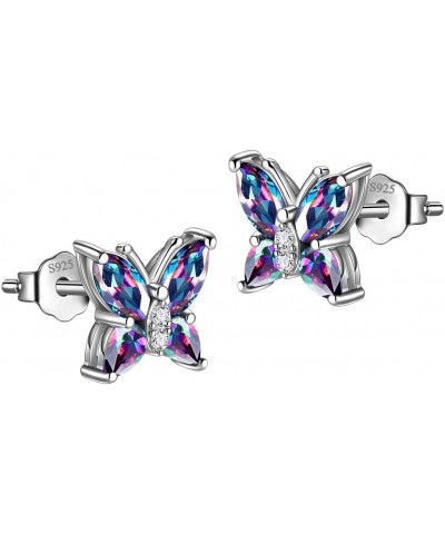 925 Sterling Silver Birthstone Butterfly Jewelry Women Crystal Animal Cute Butterflies Birthday Necklace/Earring/Ring/Bracele...