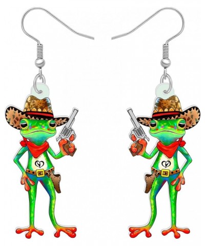 Cute Acrylic Anime Cowboy Hawaii Frog Earrings Dangle Drop Animals Jewelry Gifts for Women Girls Kids Charms Party Favors Cow...