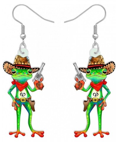 Cute Acrylic Anime Cowboy Hawaii Frog Earrings Dangle Drop Animals Jewelry Gifts for Women Girls Kids Charms Party Favors Cow...