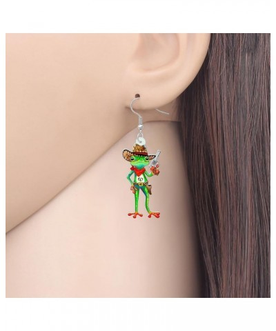 Cute Acrylic Anime Cowboy Hawaii Frog Earrings Dangle Drop Animals Jewelry Gifts for Women Girls Kids Charms Party Favors Cow...