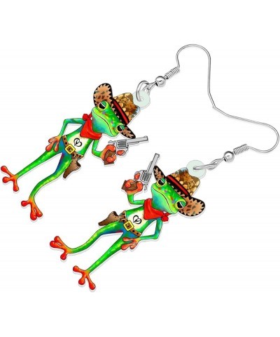 Cute Acrylic Anime Cowboy Hawaii Frog Earrings Dangle Drop Animals Jewelry Gifts for Women Girls Kids Charms Party Favors Cow...