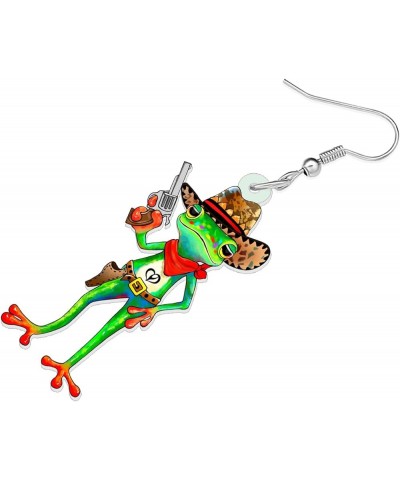 Cute Acrylic Anime Cowboy Hawaii Frog Earrings Dangle Drop Animals Jewelry Gifts for Women Girls Kids Charms Party Favors Cow...