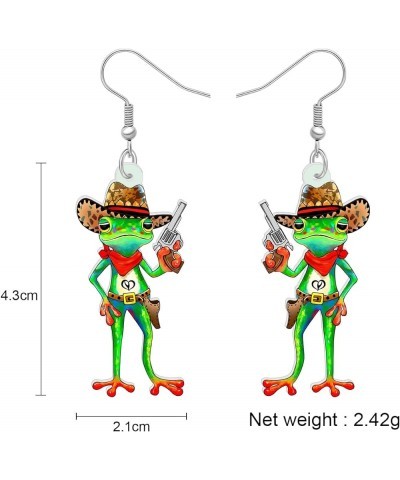 Cute Acrylic Anime Cowboy Hawaii Frog Earrings Dangle Drop Animals Jewelry Gifts for Women Girls Kids Charms Party Favors Cow...