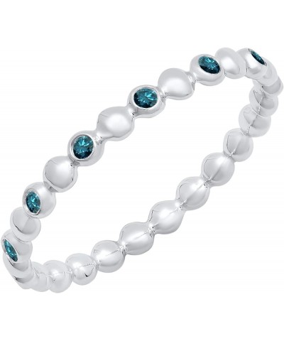 Round Gemstone Beaded Ladies Wedding Band | Available in 10K/14K/18K Gold blue diamond 14K white gold $100.74 Bracelets