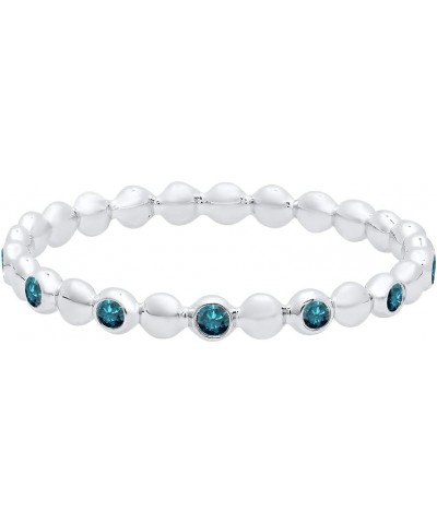 Round Gemstone Beaded Ladies Wedding Band | Available in 10K/14K/18K Gold blue diamond 14K white gold $100.74 Bracelets