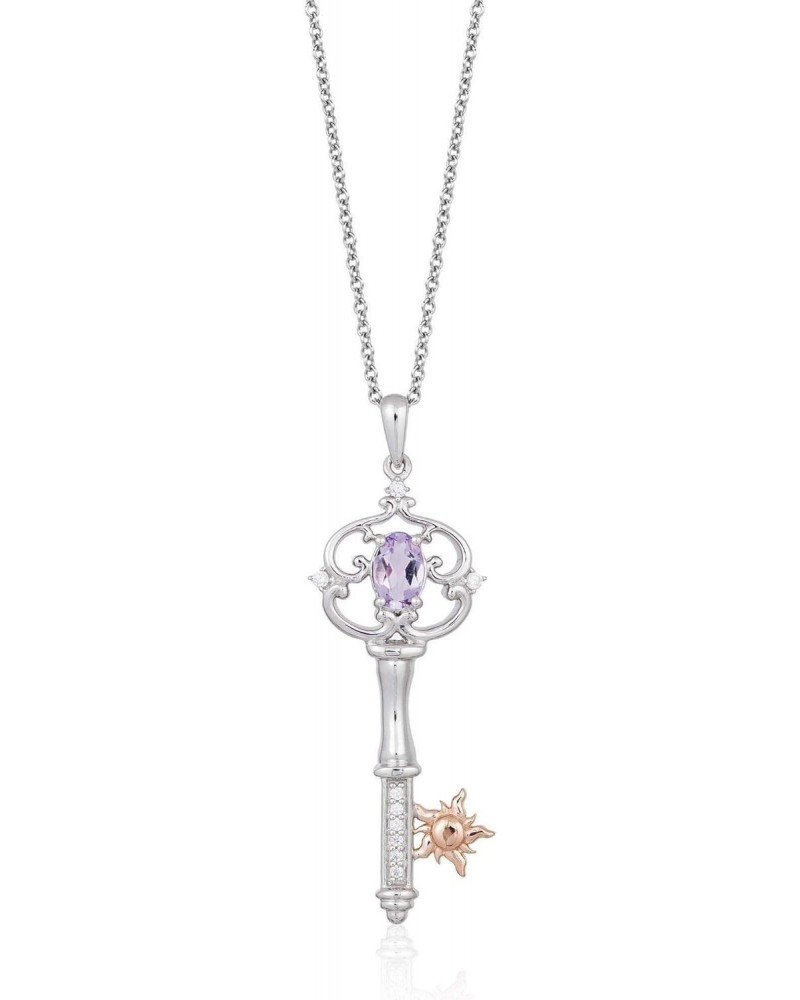 Rapunzel's Diamond and Light Purple Amethyst Key Pendant 1/20ctw $69.16 Necklaces