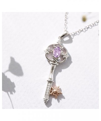 Rapunzel's Diamond and Light Purple Amethyst Key Pendant 1/20ctw $69.16 Necklaces