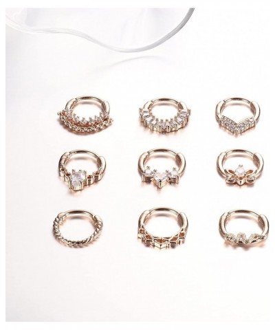 9pcs Septum Rings Jewelry 16g Daith Earrings Hinged Hoop Nose Rings Septum Clicker CZ Stainless Steel Cartilage Earring Helix...