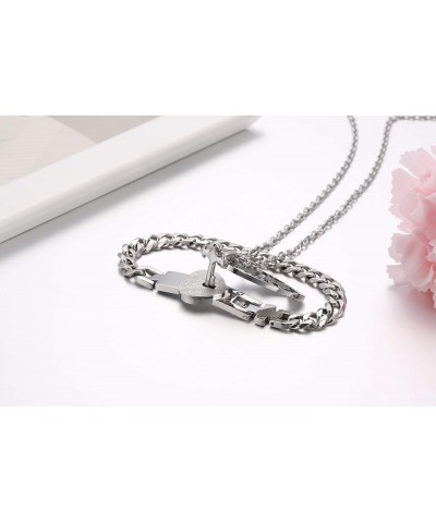 Amazing Key and Lock Couple Bracelet and Pendant Necklace for Women Men Couple Matching Set Key $8.92 Bracelets