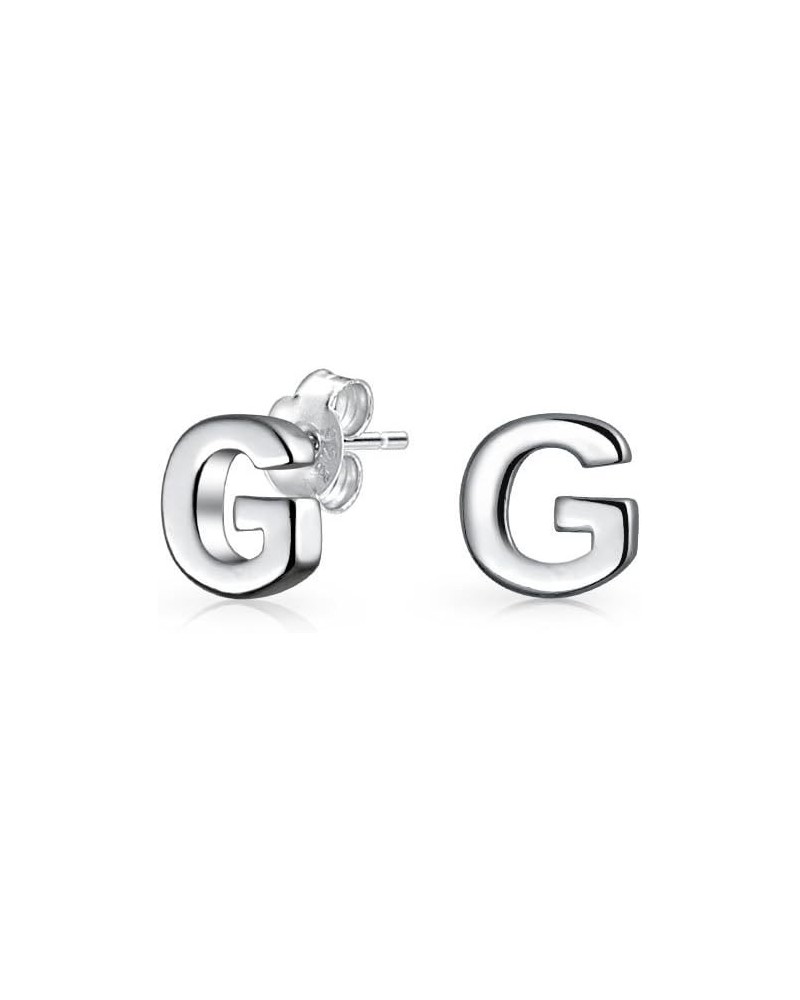 Personalized ABC Minimalist Geometric Capital Block Alphabet Letter Initial Stud Earrings For Teen For Women .925 Sterling Si...