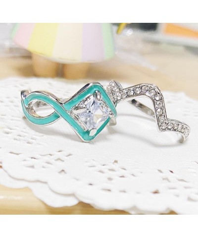 2 PCS Ring Set Natural Turquoise Diamond Rings Western Jewelry Turquoise Silver Rings for Women Girls Bohemian Joint Knuckle ...