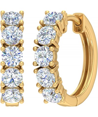 2 Carat (ctw) 14K Gold Round White Diamond Ladies Huggies Hoop Earrings (I2-I3 Clarity) Yellow Gold $482.00 Earrings